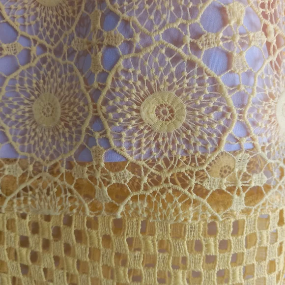 Tokito fluro yellow crochet pencil skirt - Picture 3 of 4